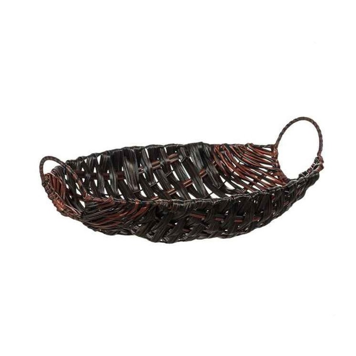 Кафява овална плетена декоративна кухненска кошница с дръжки