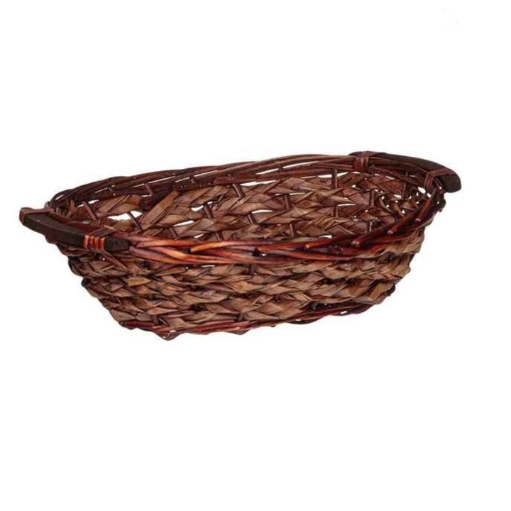 Декоративна овална кошница от бамбуково дърво в тъмен цвят