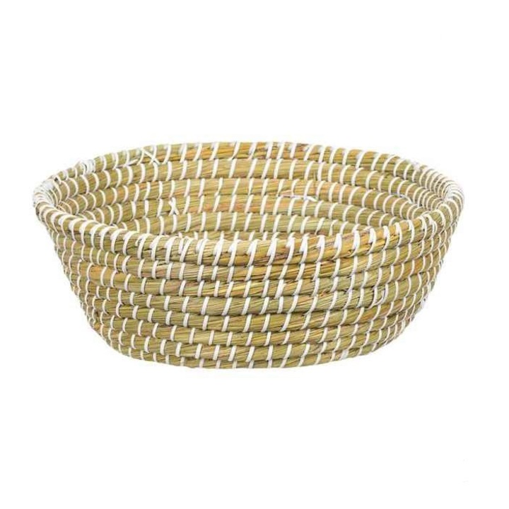 Кръгла сламена кошница за съхранение в естествен цвят