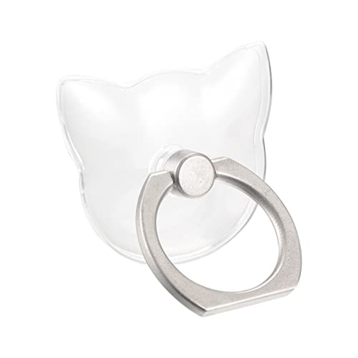 Macska telefongyűrű tartó, polikarbonát, átlátszó