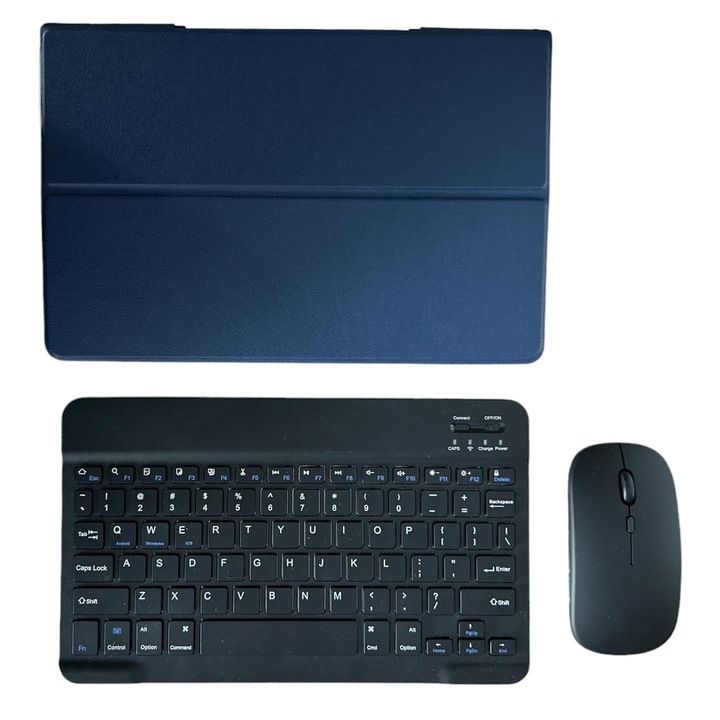 Husa cu tastatura si mouse Wireless, Bluetooth, pentru tableta Lenovo Yoga Tab 13 YT-K606F 13 inch, Sigloo, Dark Blue