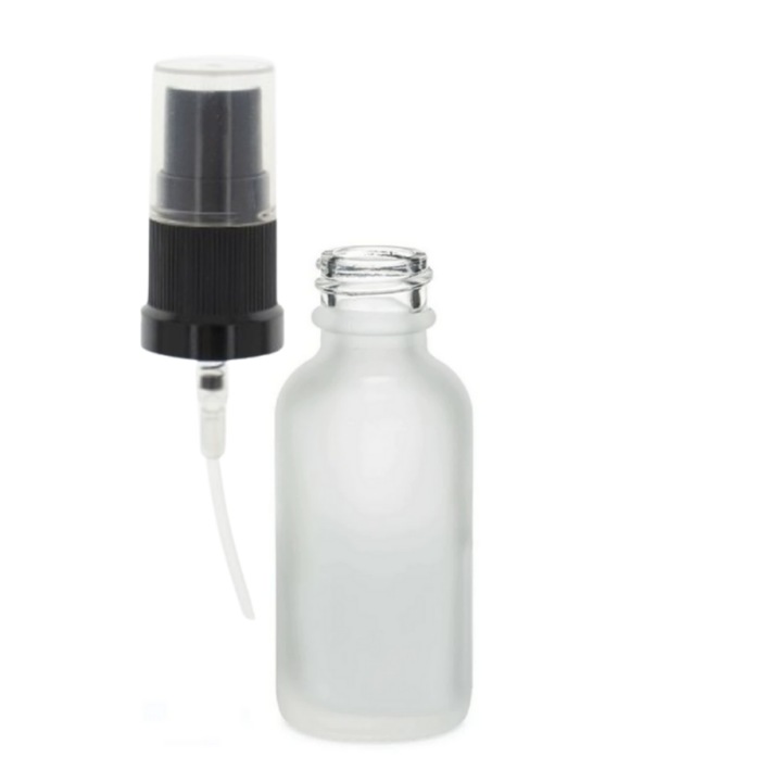 Kozmetikai tartály önzáró fedéllel és DROPY® típusú spray-vel, illóolajokhoz vagy parfümökhöz, 15 ml, matt fehér