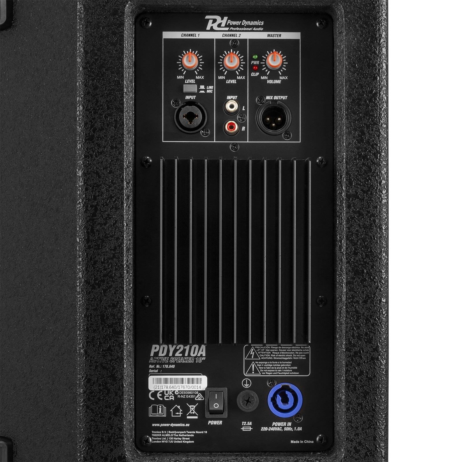 Boxa activa pe 2 cai, 10”, 200W RMS, negru, Power Dynamics PDY210A