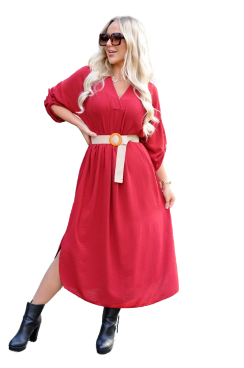 Rochie, Merribel, Patrashia, Poliester, Rosu, One Size