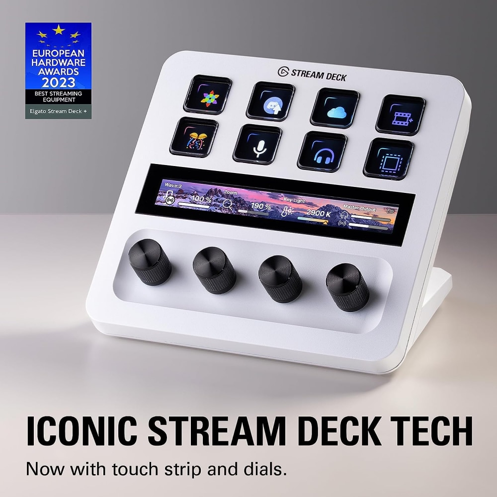 Controler Elgato Stream Deck Plus - LCD Touch Panel, White Edition