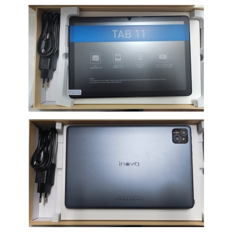 Tableta INOVA® TAB11, Octa-Core, 10.1", Android 13, 4GB RAM, 128GB ROM, Camera dubla 2+8MP, 5G, WIFI 6, Bluetooth 5.0, baterie 8000mAh, Gri