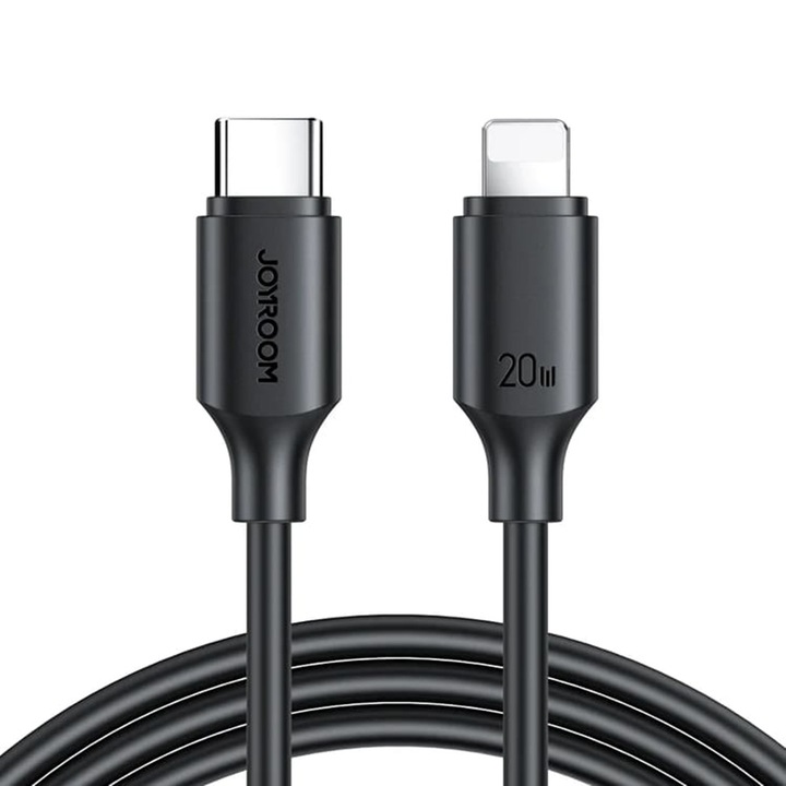 Кабел за зареждане, пренос на данни Joyroom, USB-C към Lightning, 480Mb, s, 20W, 1m, черен, (S-CL020A9)
