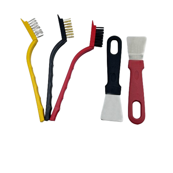 Set de curatare pentru bucatarie, 5 piese, design ergonomic, multifunctional, pentru curatarea crapaturilor, indepartarea grasimii si desfundarea orificiilor de gaz