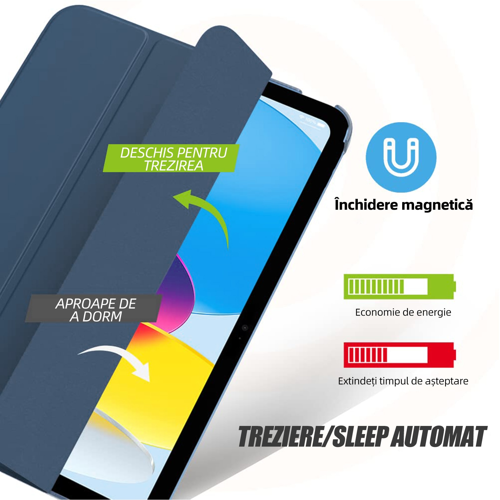 Husa tableta de protectie, Compatibila Apple iPad 10.9 inch 2022, Husa suport pentru creion, Bolongking®, Mov