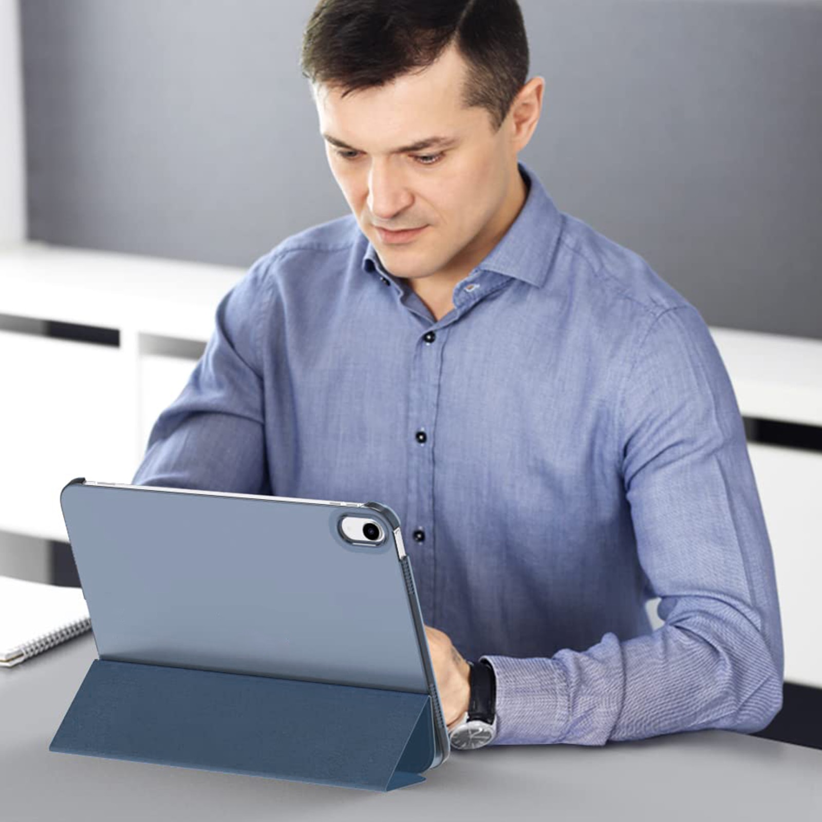 Husa tableta de protectie, Compatibila Apple iPad 10.9 inch 2022, Husa suport pentru creion, Bolongking®, Mov