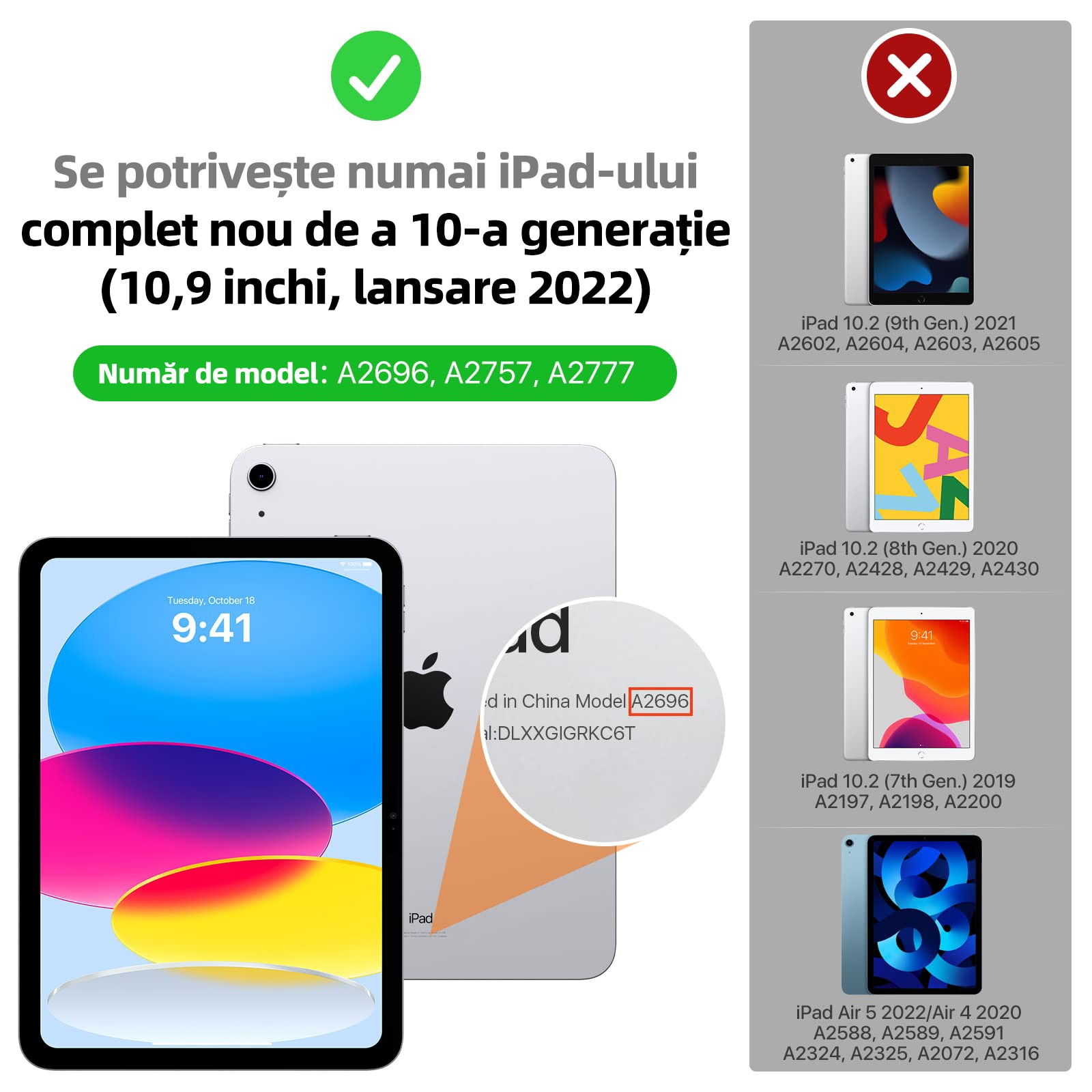 Husa tableta de protectie, Compatibila Apple iPad 10.9 inch 2022, Husa suport pentru creion, Bolongking®, Mov