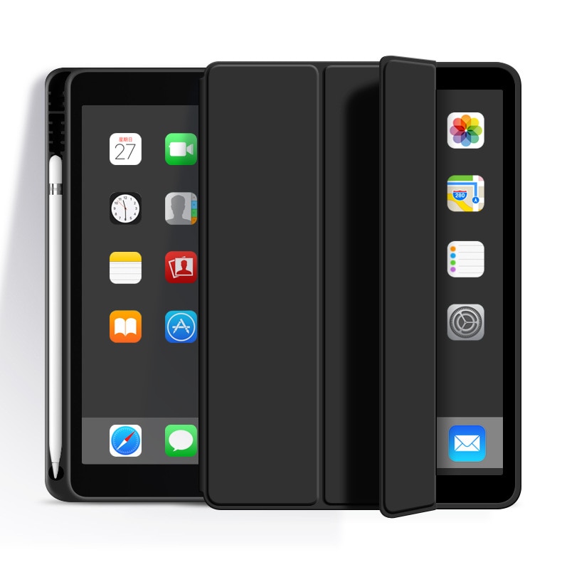 Husa tableta de protectie, Bolongking, Compatibila Apple iPad 10 10.9 inch 2022, tableta cu suport pentru creion, Negru