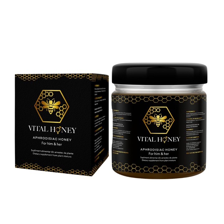 Supliment miere afrodisiaca pentru potenta si crestere libidou, Vital Honey Unisex 240g
