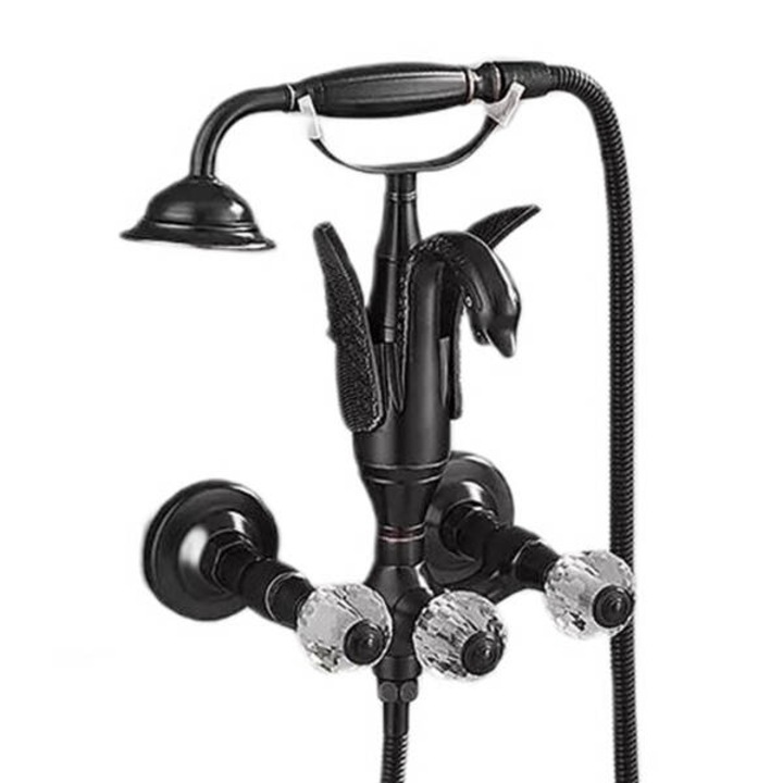 Baterie cada / dus Silla, cu 2 manere si dus de mana, Negru mat