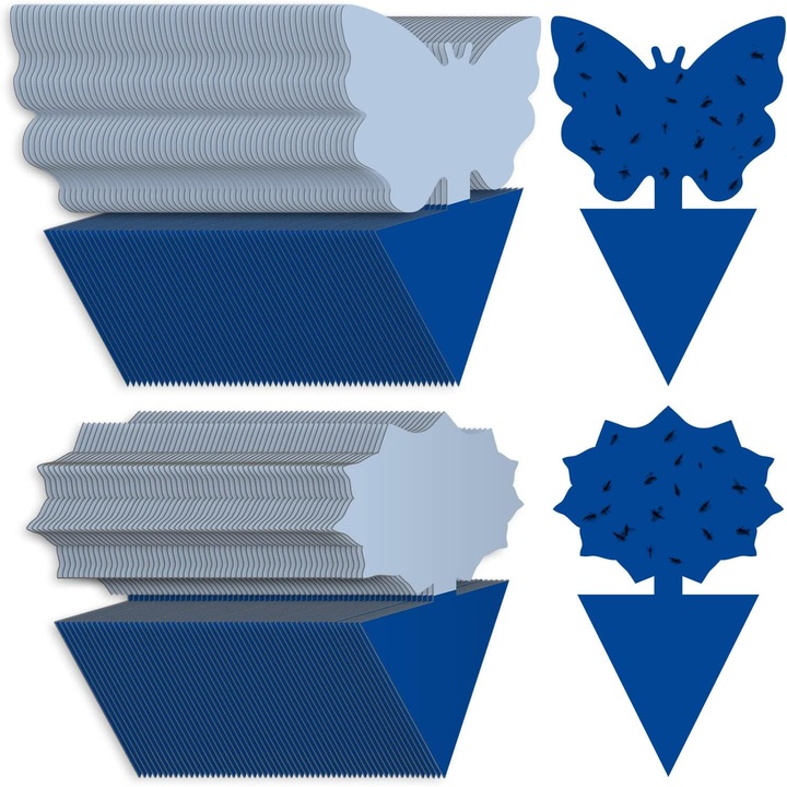 Комплект от 48 капана за мухи, LNAISI, лепило, син