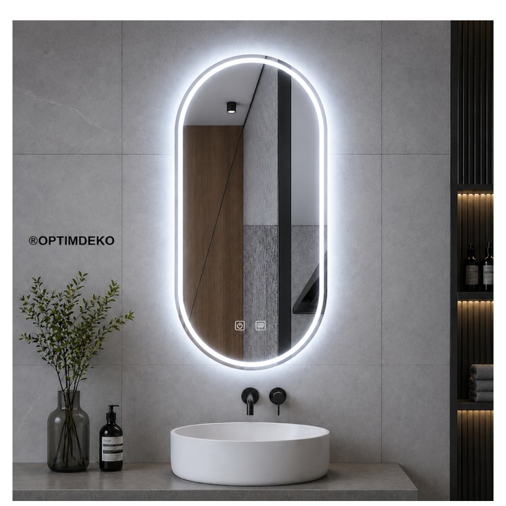 Oglinda Baie LED Touch Rainer, cu functie Dezaburire 50x80 cm