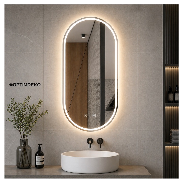 Oglinda Baie LED Touch Rainer, cu functie Dezaburire 50x80 cm
