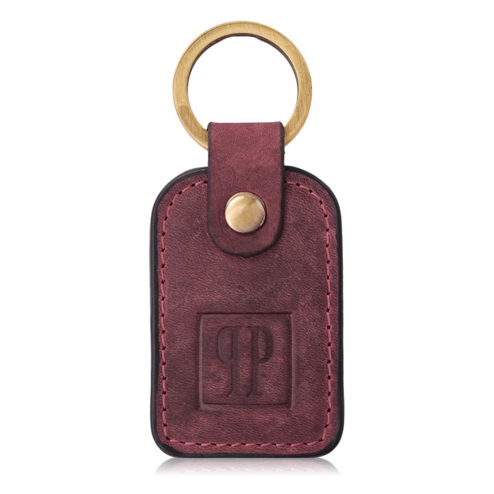 Paolo Peruzzi természetes bőr kulcstartó, T-86 modell, rózsaszín, 7x4cm