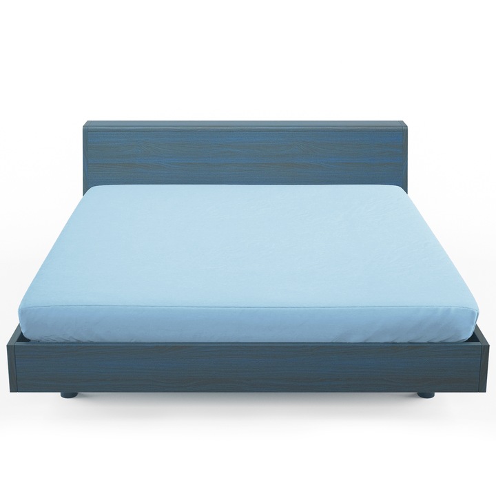 Cearceaf de pat cu elastic CASASRO, Bumbac jersey, 180x200x30 cm, Albastru