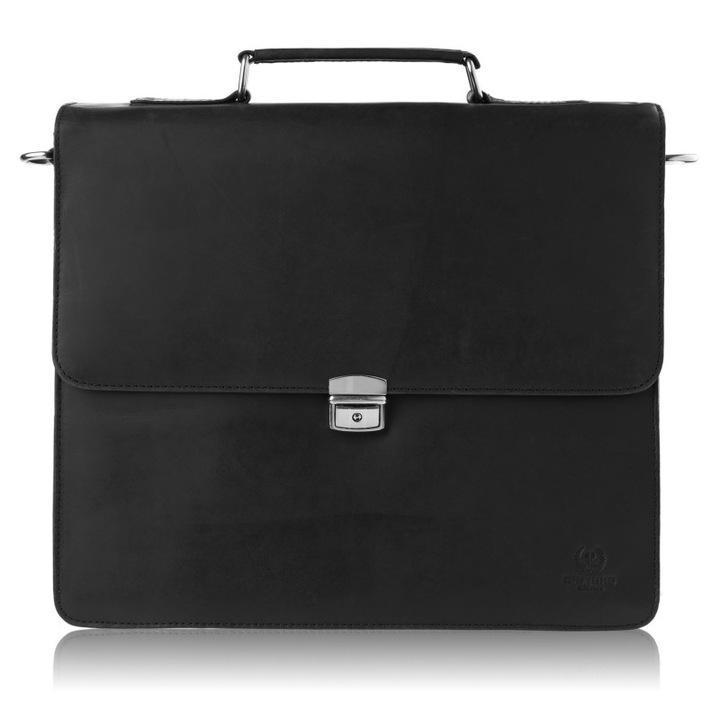 Férfi aktatáska Paolo Peruzzi T-96-BL, természetes bőr, fekete, 36x30x15cm