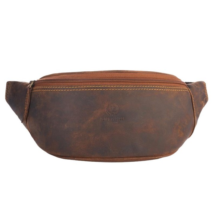 Férfi övtáska, Paolo Peruzzi, Természetes bőr, 15x30x6cm, Barna