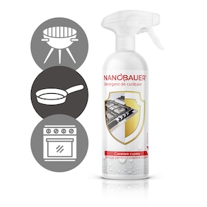 Detergent, solutie, lichid, curatare profesionala pentru curatarea arsurilor, grasime, arsa, cuptoarelor, aragazelor, tavilor si gratarelor NANOBAUER 500ml – solutie puternica pentru eliminarea grasimilor si murdariei dificile din bucatarie