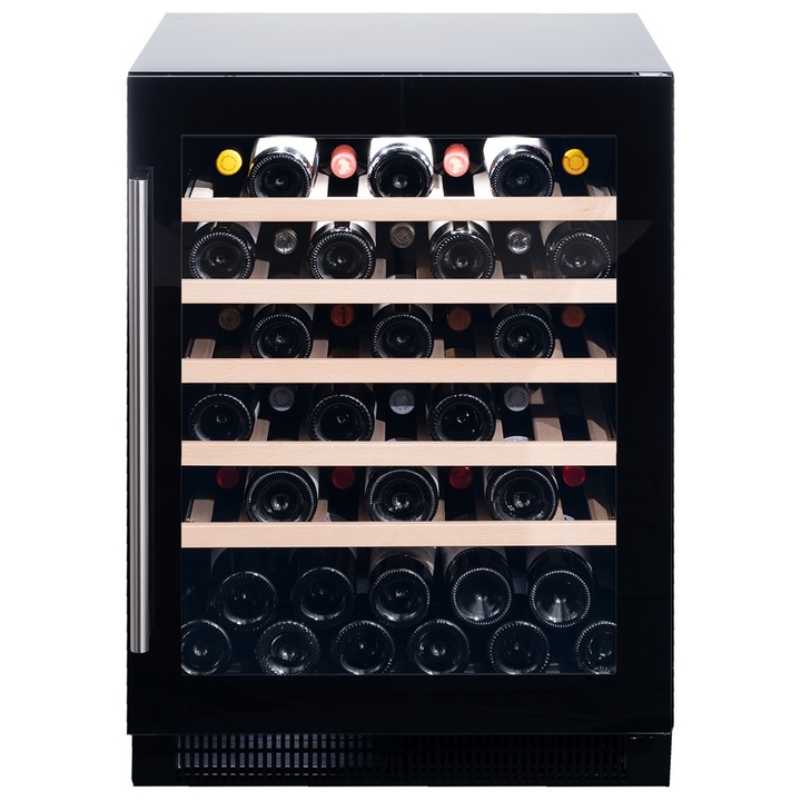 Racitor de vinuri incorporabil DUNAVOX 3DAUF-46.138B Flow, 138 l, 46 sticle, 1 zona, Humidity Control, Touch Screen, Negru