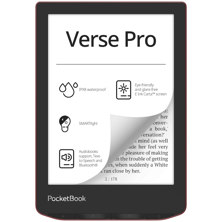 Електронен четец, PocketBook, сензорен екран E-Ink Carta 6", 16GB, WLAN, черен