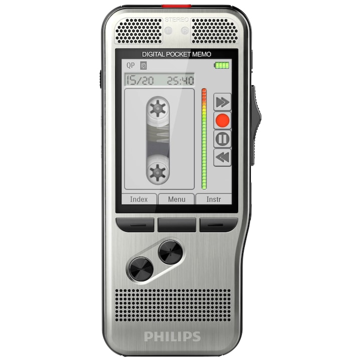 Диктофон DPM 7200, Philips, Цифров, 53x123x15 мм, Сребрист/Черен