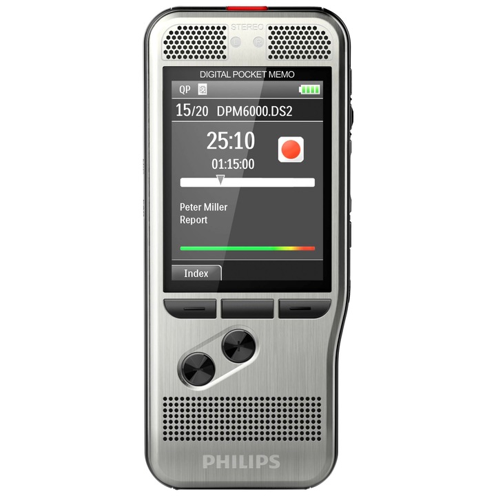 Pocket Memo рекордер, Philips, LCD екран, сив