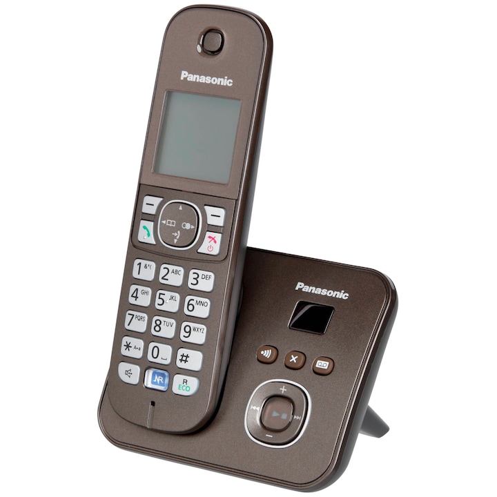 Vezeték nélküli telefon, Panasonic, LCD fehér 1,8", Telefonkönyv 100 név, Barna, 107x77x86mm