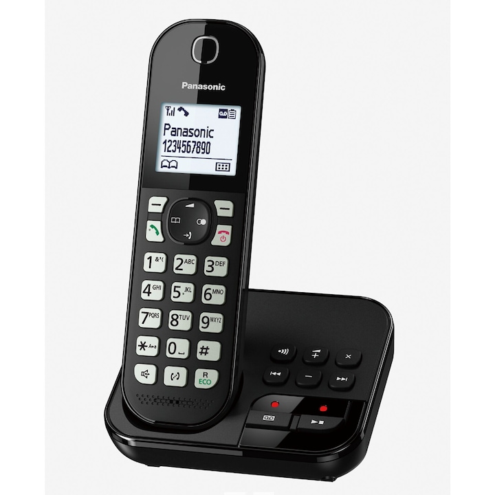 Telefon fara fir, Panasonic, Raspuns automat, Blocare apeluri, Negru, 1.6 inch