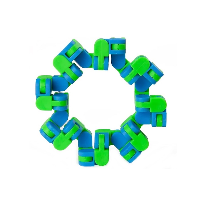 Anti-stressz játék Snap & Click, Fidget puzzle, zöld/kék, 28 cm, Vivo