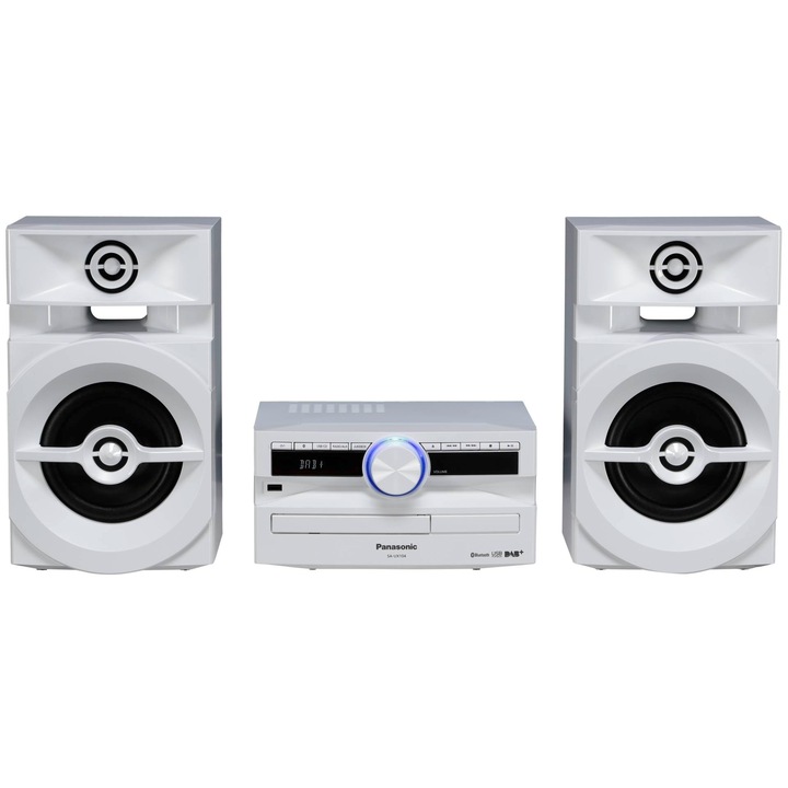 Аудио система, Panasonic, 300 W, DAB +/RDS/Bluetooth, USB, AUX, Бял