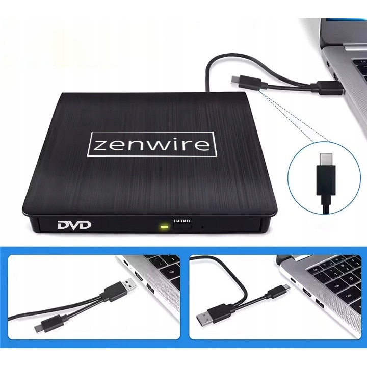 DVD/CD Writer Extern Zenwire®, USB 3.0, Recorder CD/DVD Player