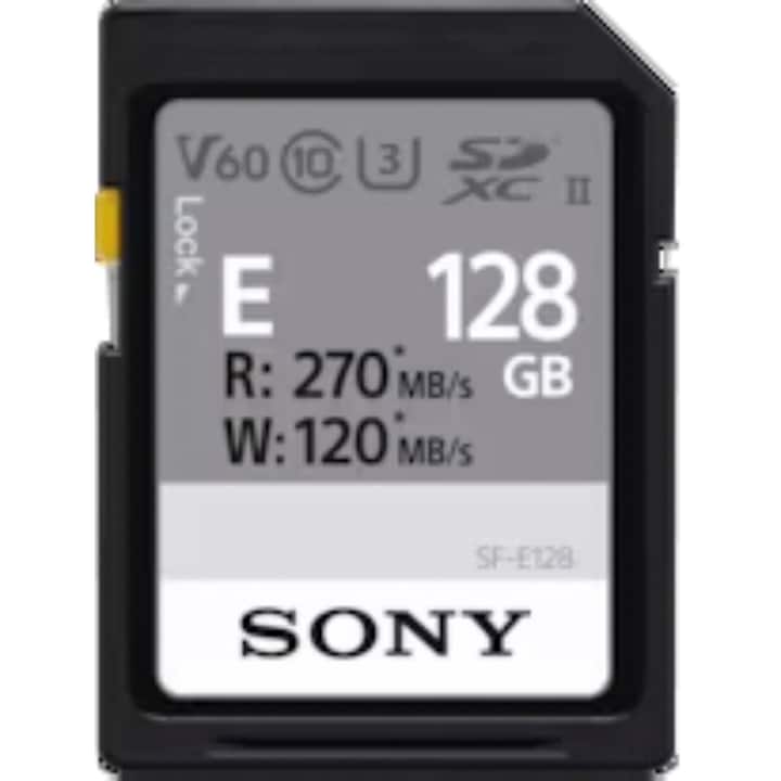 Memóriakártya, Sony, 128 GB, UHS-II, Class 10 U3 V60, 270 MB/s, 24x32x2,1 mm, fekete