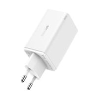 Incarcator retea Baseus GaN6 Pro, 65W, 2x USB si 2x USB-C, Fast Charge, Cablu USB-C la USB-C inclus, Alb