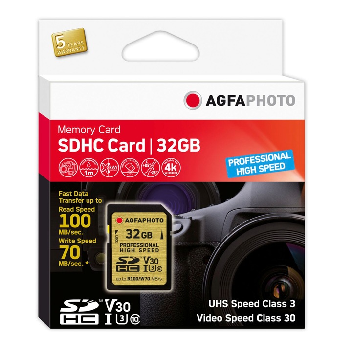 Card memorie aparat foto, Agfaphoto, 32 GB, Negru