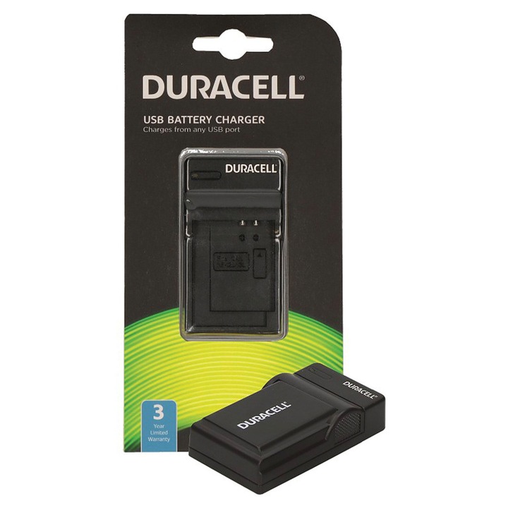 Incarcator cu cablu USB pentru DRNEL14/EN-EL14, Duracell, Negru