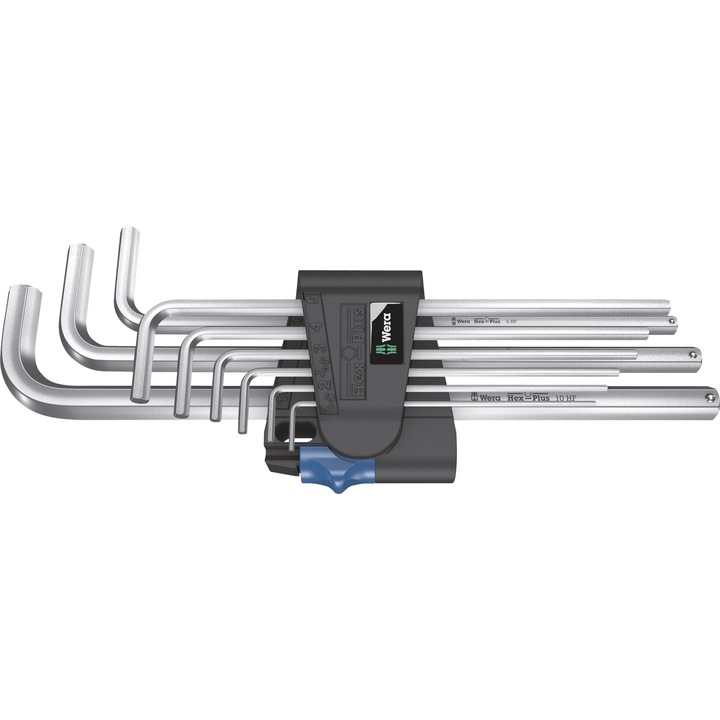 Set 9 chei imbus, Wera, Otel, Negru/Argintiu
