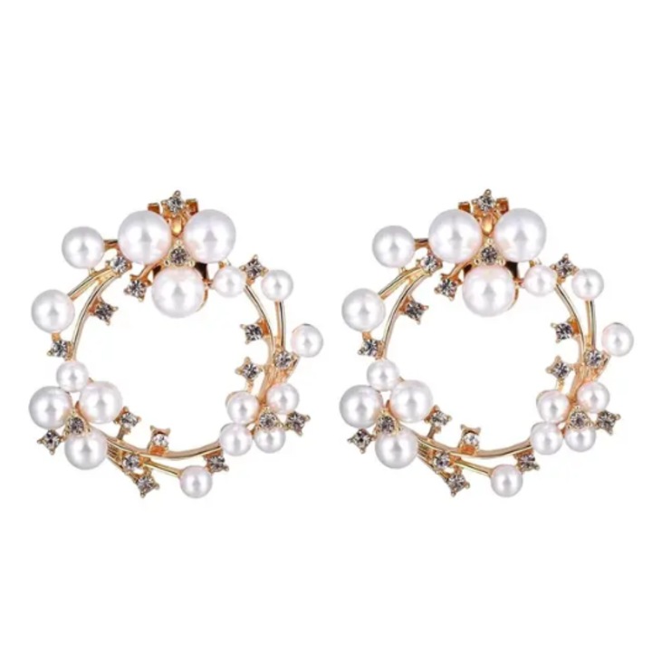 Set 2 accesorii decorative, CRM, pantofi/geanta, alb/auriu, 5.5 cm