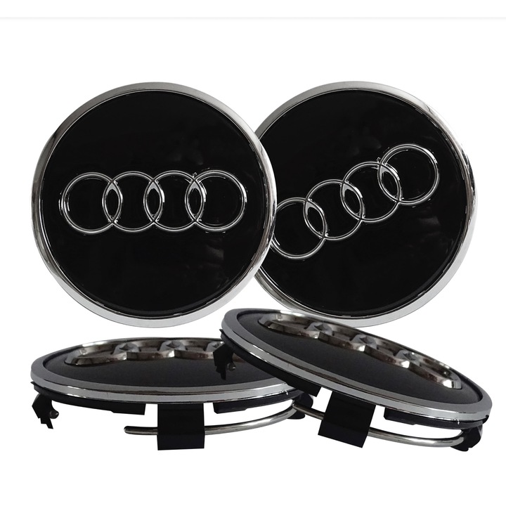 Set 4 capacele roti 60 mm Audi, pentru jante aliaj, Culoare neagra