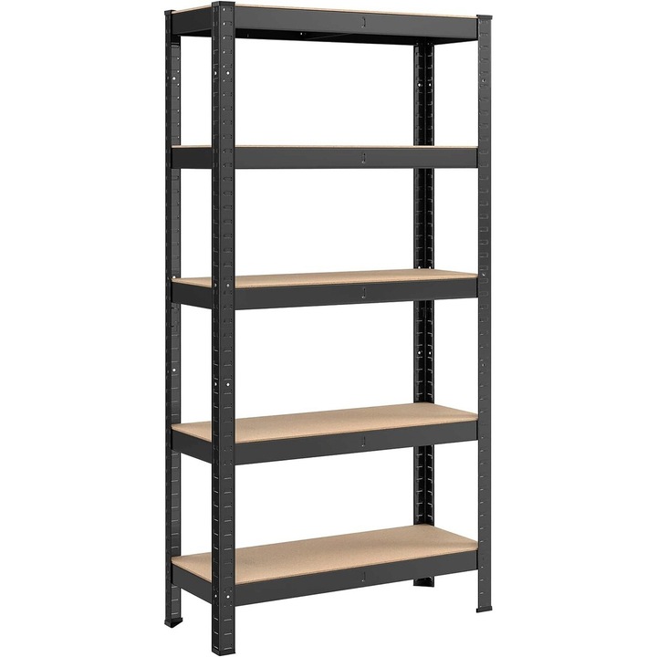 Модулен рафт за съхранение Vasagle, 75 x 30 x 150 см, MDF/желязо, черен/светлокафяв