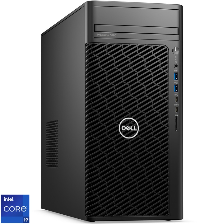 Sistem Desktop Dell Precision 3660 cu procesor Intel® Core™ i9-13900K pana la 5.8 GHz, 64GB DDR5, 1TB SSD, Intel® UHD Graphics 770, Windows 11 Pro, Black