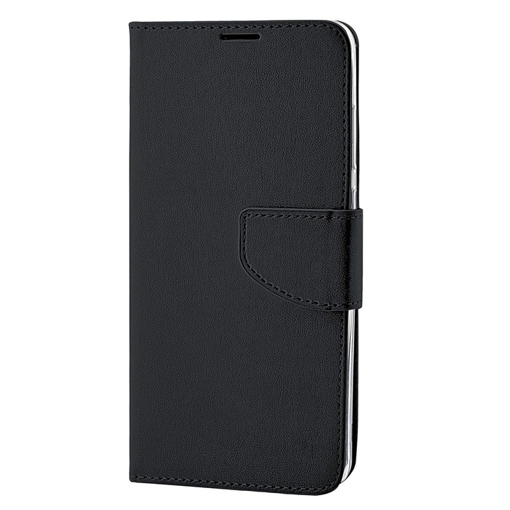 Husa telefon pentru Galaxy A20E, NewTop, piele eco, functie stand si portofel, ultra durabila, protectie anti-soc, anti-zgarieturi, albastru marin inchis