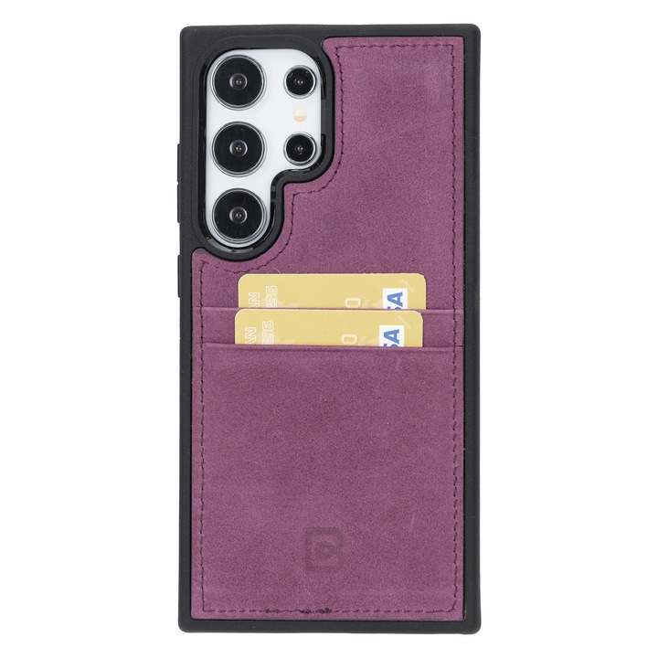 Husa pentru Samsung Galaxy S24 Ultra, Bouletta Flex Cover CCP, slim piele naturala, rama TPU moale, back cover cu buzunare pentru carduri, Mov
