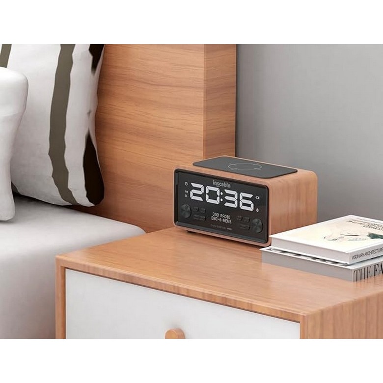 Radiosveglia Inscabin W20A Con DAB+/FM, Ricarica Wireless, Display Grande - Per Camera Da Letto, Cucina, Ufficio