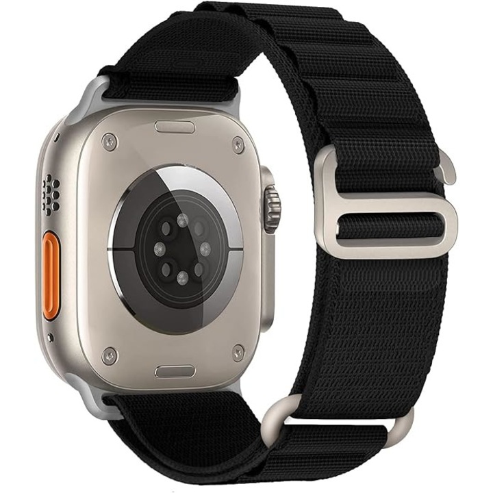 Каишка Alpine Loop CLOOPER™, спортен найлон, съвместим с Apple Watch Ultra/8/7/6/5/4/3/SE, дисплей 42/44/45/49 мм, черен