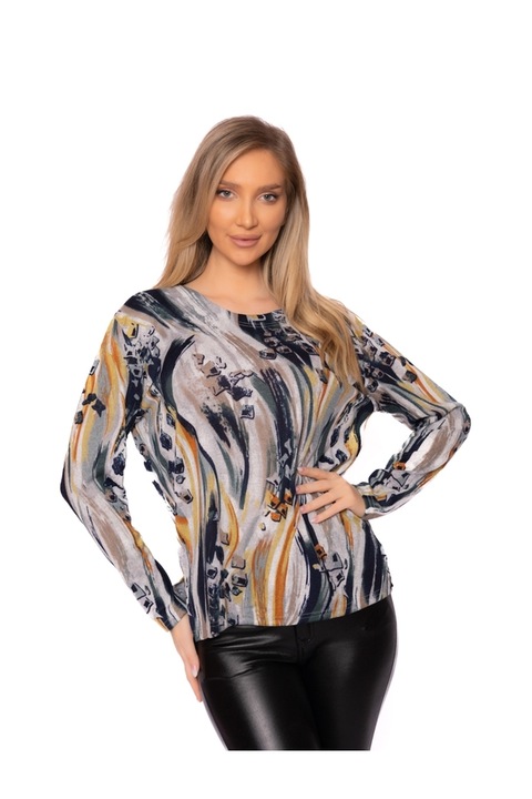 Bluza Dama Serenitate Gri cu Negru, Multicolor