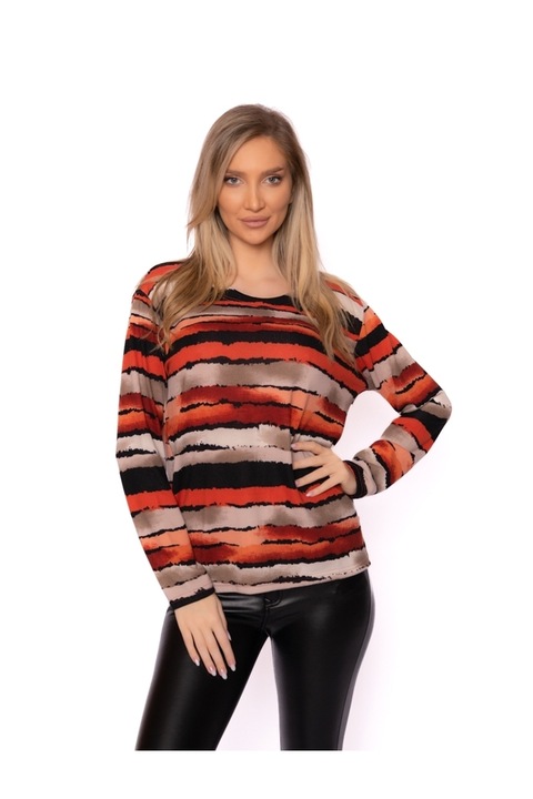 Bluza Dama Serenitate Portocaliu cu Negru, Multicolor, XL